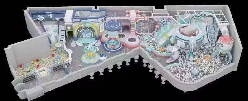 300㎡ Indoor Kids Playground - full setup overview