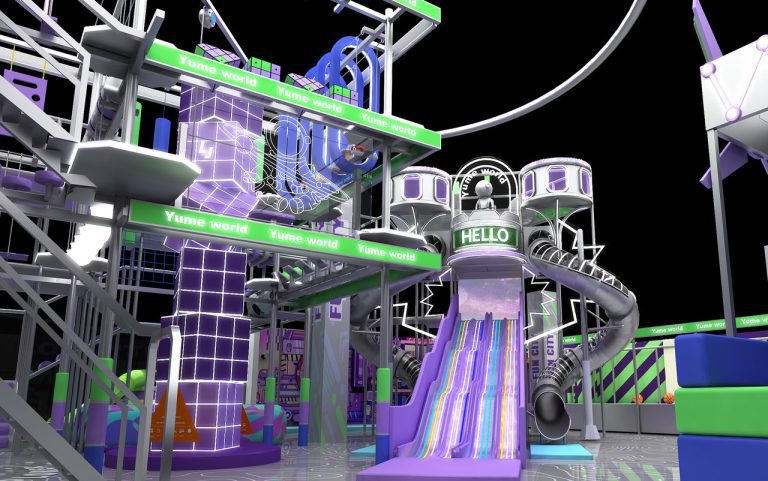 150m2 mall adventure playground equipment with Yume World theme and HELLO tower