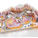 300m² shopping mall kids playground 3D aerial view ball pool layout