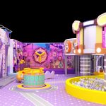 Indoor playground equipment rock climbing wall purple