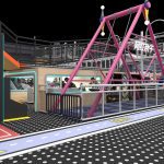 Instagram-worthy swing area with pink and purple design