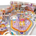 Indoor playground ball pool climbing nets purple stairs sport theme