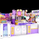 Happy Bus indoor kids playground equipment entrance neon lights