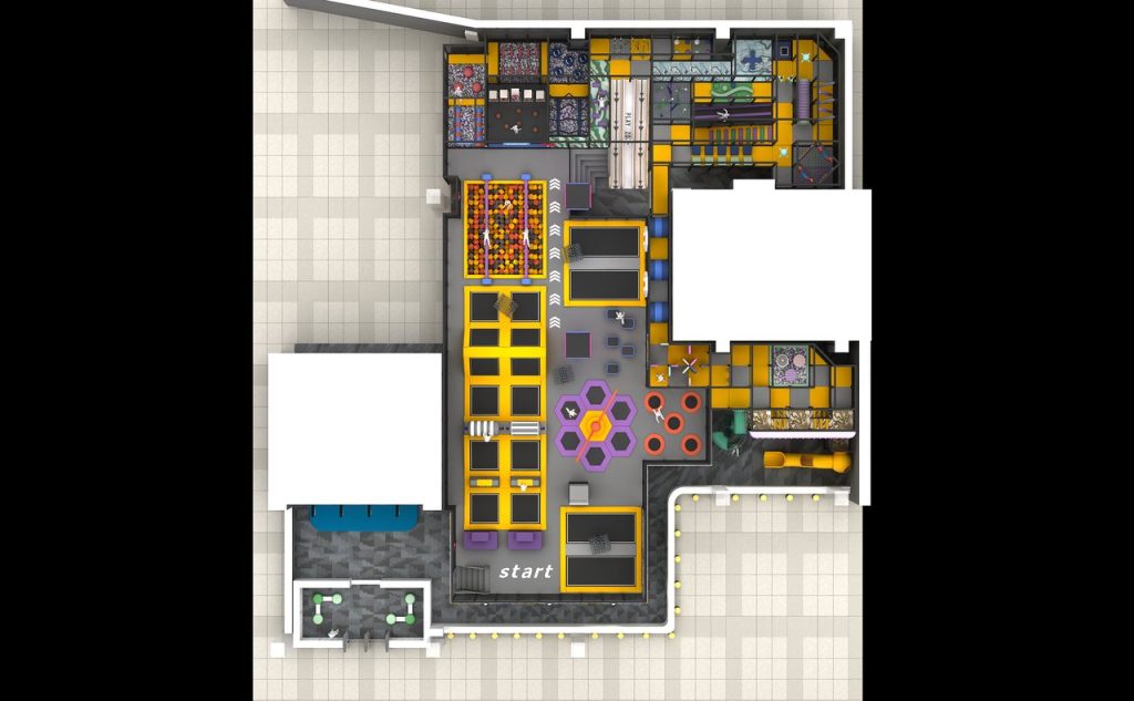 Sports Park Floor Plan Layout - 800㎡ Trampoline Park Design