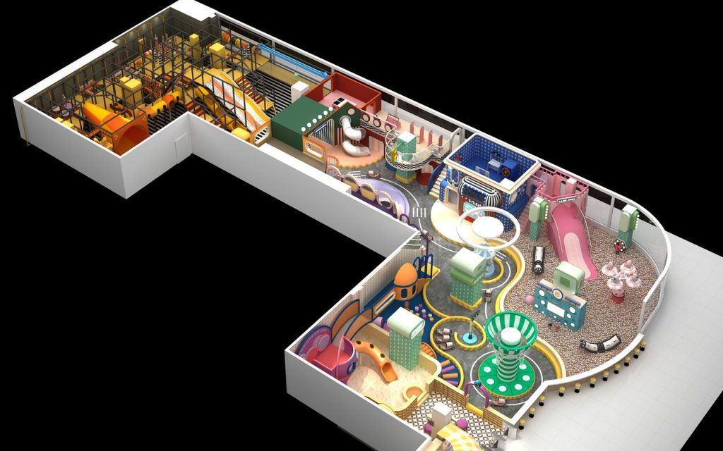 150m² shopping mall soft play equipment 3D layout design