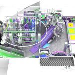 Overhead view of 150m2 mall indoor sports park with trampoline zones