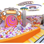 Kids playground entrance cartoon eyes design HELLO welcome screen