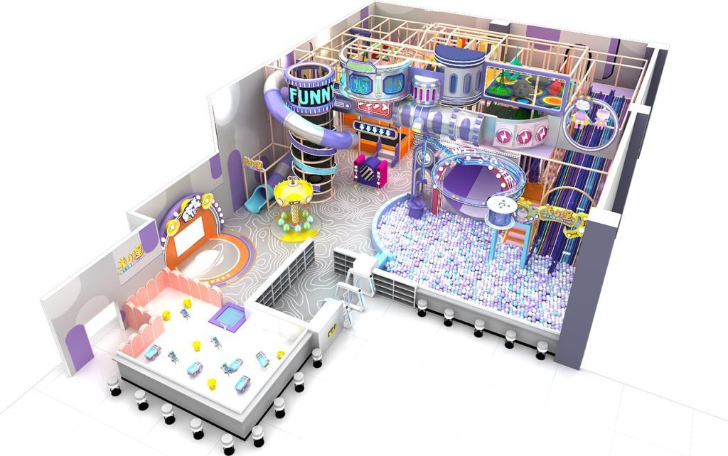 350m² indoor playground 3D layout FUN theme multi-layer ocean ball pools