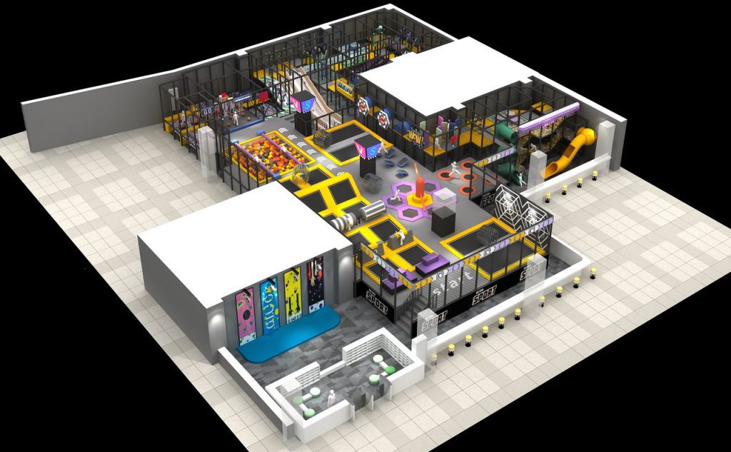 3D Rendering of Indoor Sports Park - Trampoline Arena Design
