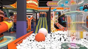 Extreme challenge zone with ball pit and welcome entrance