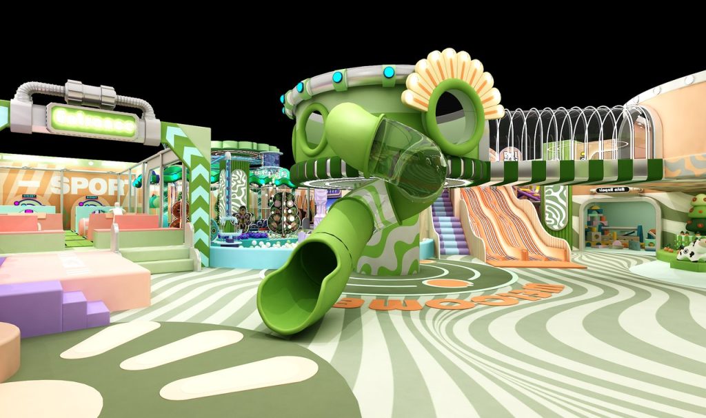 Green pipe slide indoor kids playground equipment SPORT area