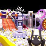 Spaceship slide indoor playground equipment orange wave slides