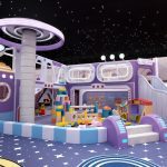 Building block school zone with flying saucer tower - kids playground