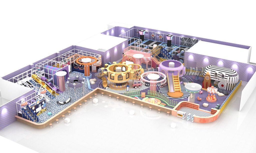 400m2 shopping center kids playground complete 3D layout with STAGE area