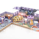 400m2 shopping center kids playground complete 3D layout with STAGE area