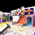 Happy Bus theme indoor kids playground equipment spaceship slide