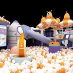 WALK Games interactive zone with yellow dome space capsule