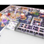 Complete aerial view showing 1800m2 playground and trampoline area