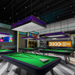 Billiards area with multiple pool tables and LED lighting - GO2AMUSE