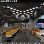 Archery rest area with comfortable seating in indoor sports complex