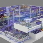 660sqm purple indoor playground 3D aerial rendering design - GO2AMUSE