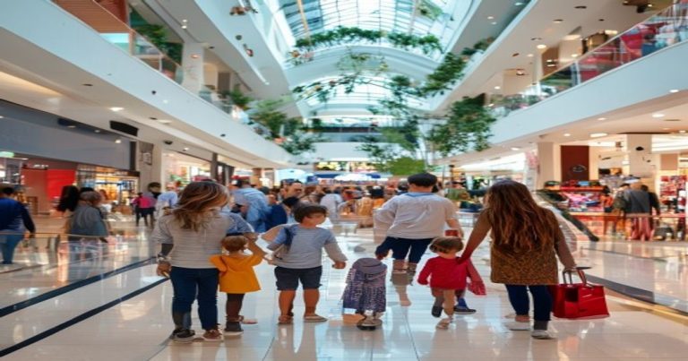 Premium shopping mall location with high foot traffic