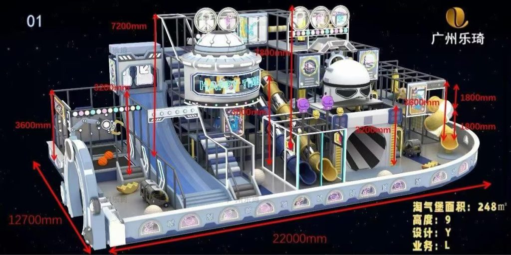 248㎡ Indoor Kids Playground - full setup overview